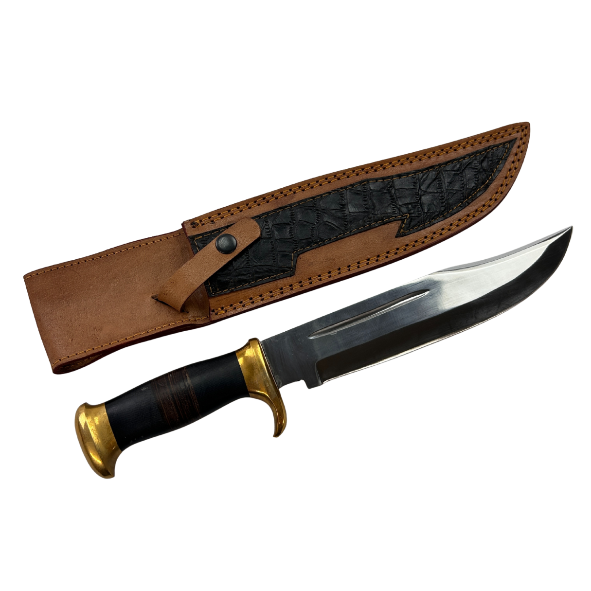 Lifespace J2 Semi Stainless Steel "Bowie" Knife with Buffalo Horn Handle and Leather Sheath