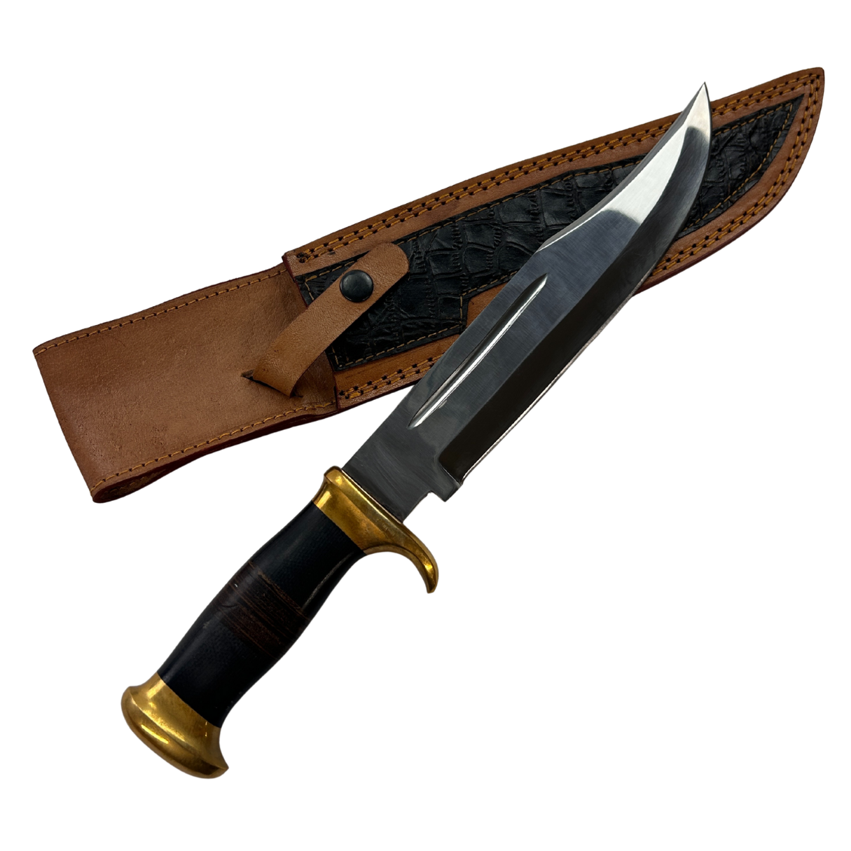Lifespace J2 Semi Stainless Steel "Bowie" Knife with Buffalo Horn Handle and Leather Sheath