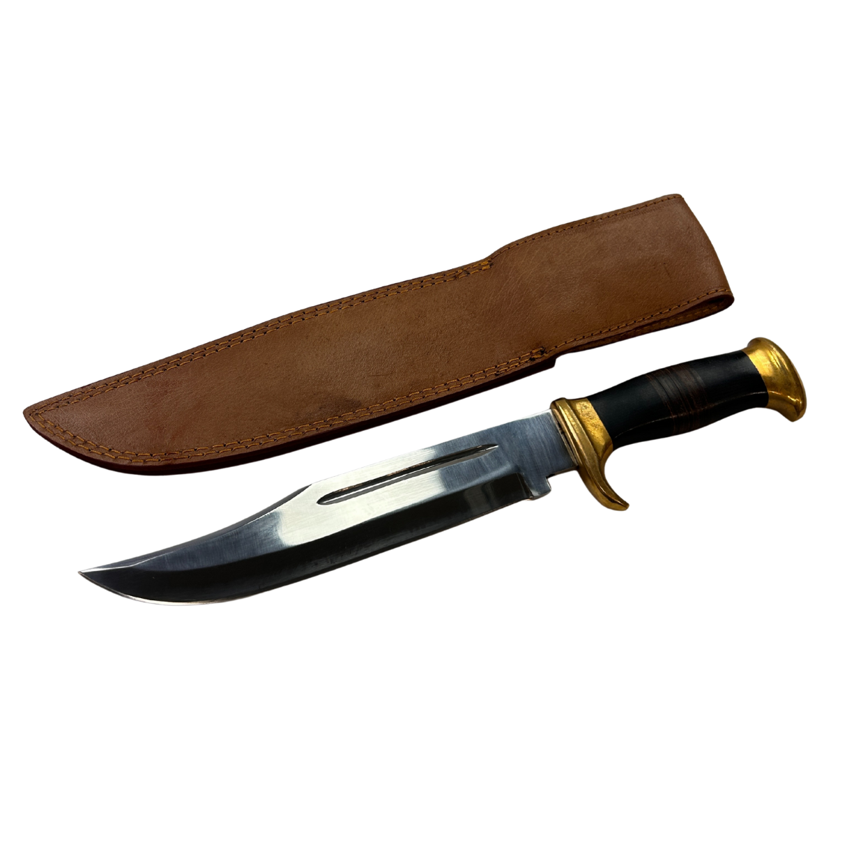 Lifespace J2 Semi Stainless Steel "Bowie" Knife with Buffalo Horn Handle and Leather Sheath