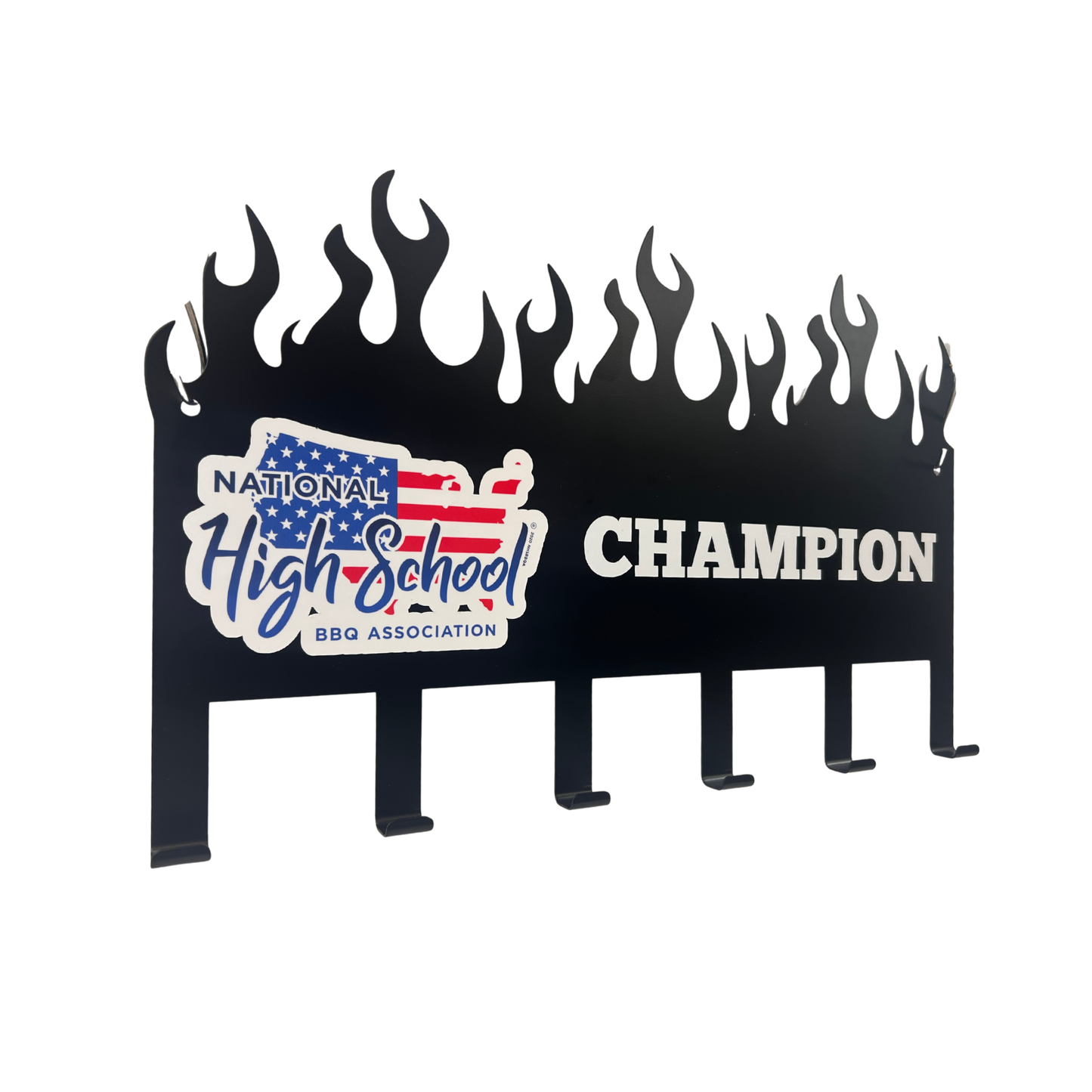 Lifespace National High School BBQ Association "Champion" 6 Hook Utility Medal Rack