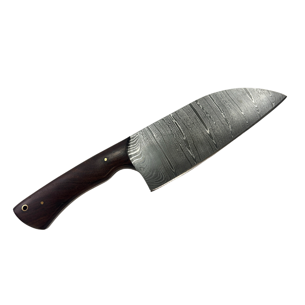 Lifespace Damascus Steel Knife with Walnut Wood Handle and Mosaic Pin and Leather Sheath