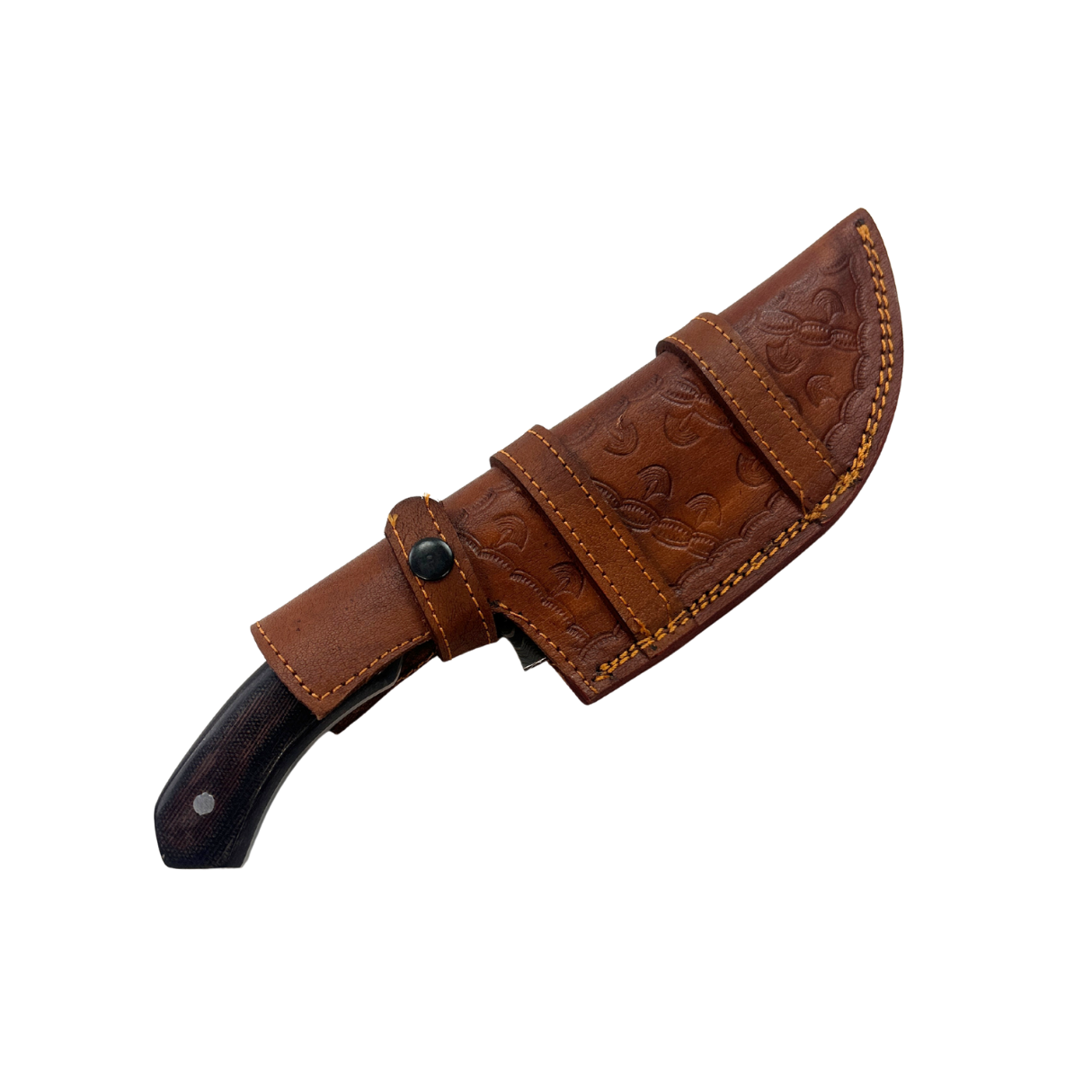 Lifespace Damascus Steel Knife with Dual Tone G10 Micarta Handle and Leather Sheath