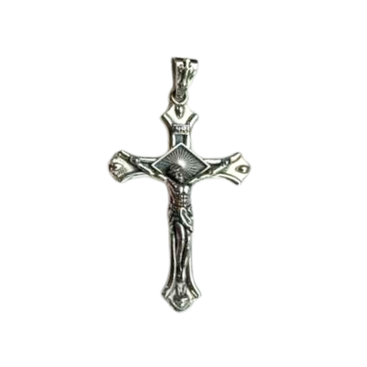 The Cross Road 925 Sterling Silver Crucifix Cross Pendant with Oxidation Finish