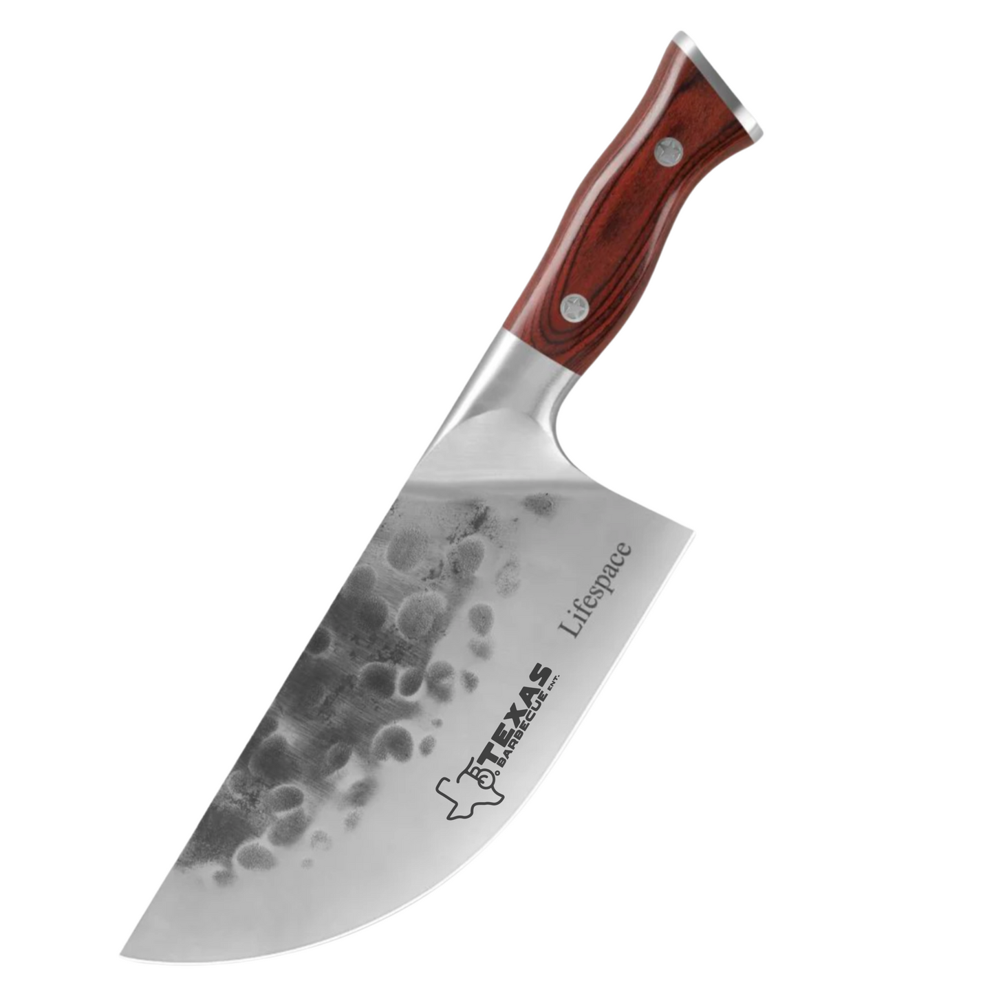 Lifespace 7.6" 'Lone Star' Curved Blade Meat Cleaver with a Pakkawood Handle