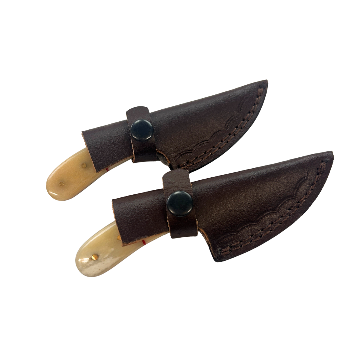 Lifespace Hand Forged Damascus Steel Mini Knife with Camel Bone Handle and Leather Sheath