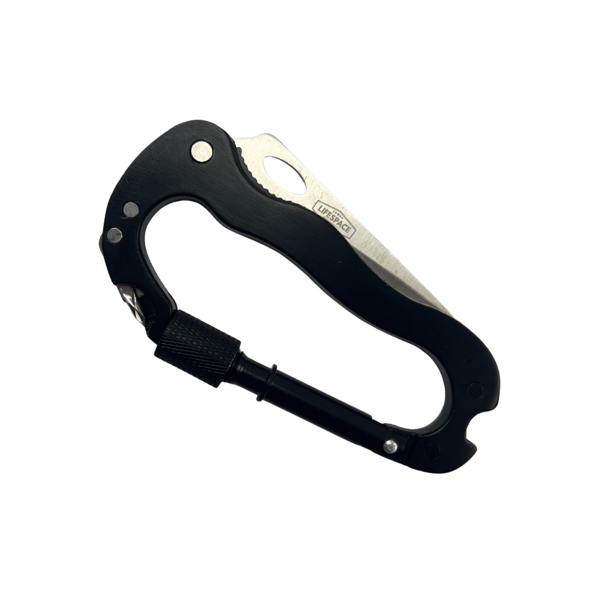 Lifespace Carabiner 6-in-1 EDC Multi-Tool Knife with a polished 420 Stainless Steel Blade