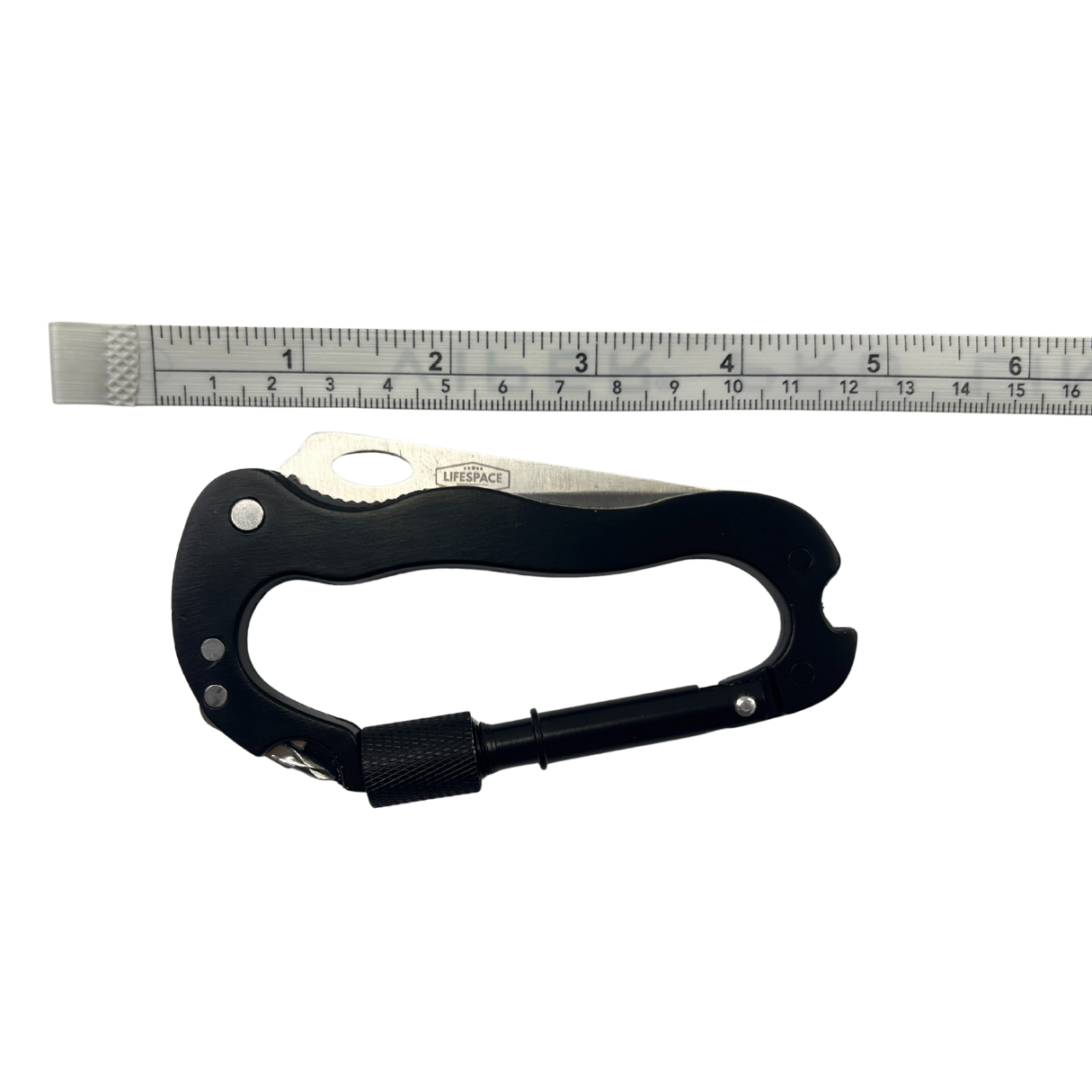 Lifespace Carabiner 6-in-1 EDC Multi-Tool Knife with a polished 420 Stainless Steel Blade