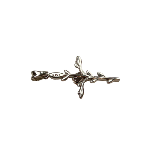 The Cross Road 925 Sterling Silver Rose Cross Pendant with Rhodium and Rose Gold Plating