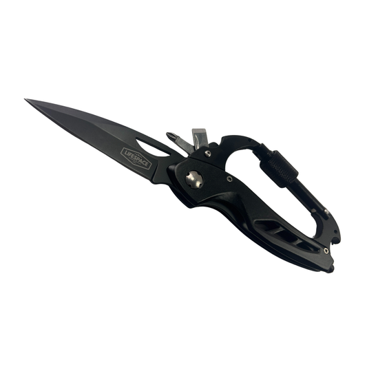 Lifespace Carabiner 6-in-1 EDC Multi-Tool Knife with a Black Oxide Stainless Steel Blade