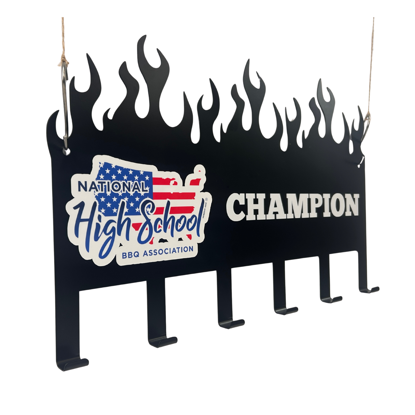 Lifespace National High School BBQ Association "Champion" 6 Hook Utility Medal Rack