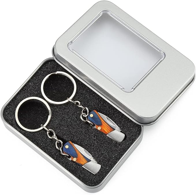 Lifespace Mini Blue Key Chain Stainless Steel Folding Knife