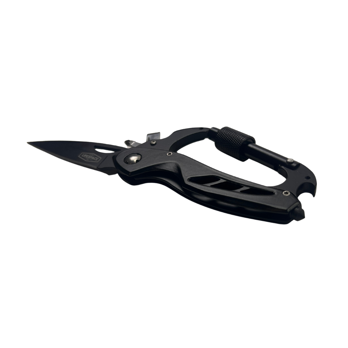 Lifespace Carabiner 6-in-1 EDC Multi-Tool Knife with a Black Oxide Stainless Steel Blade
