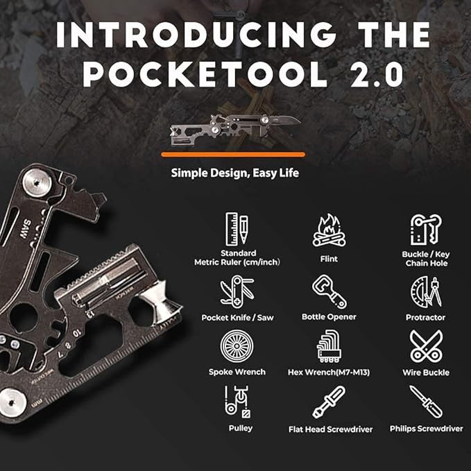 Lifespace 420 Stainless Steel Foldable 30-in-1 EDC Pocket Knife Multi-Tool (Gun Shape)