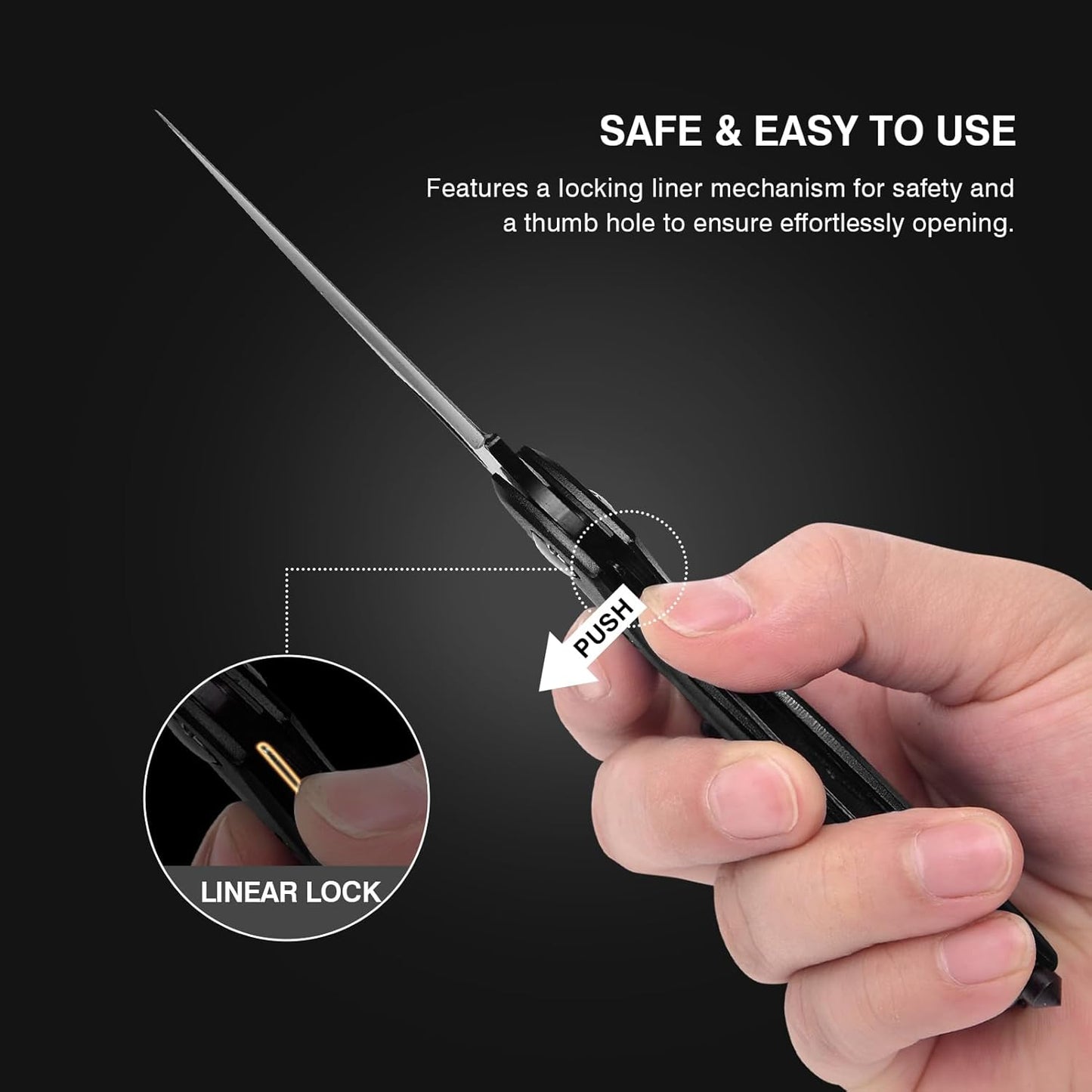 Lifespace Carabiner 6-in-1 EDC Multi-Tool Knife with a Black Oxide Stainless Steel Blade