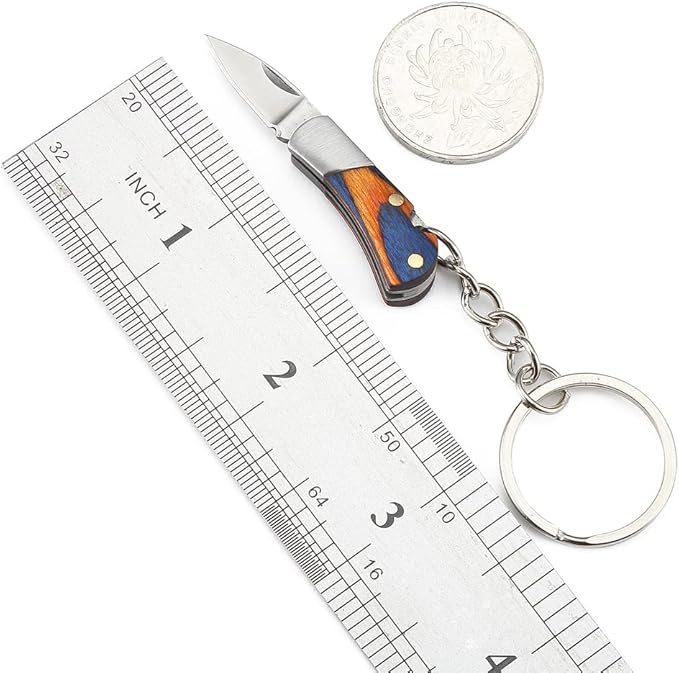 Lifespace Mini Blue Key Chain Stainless Steel Folding Knife