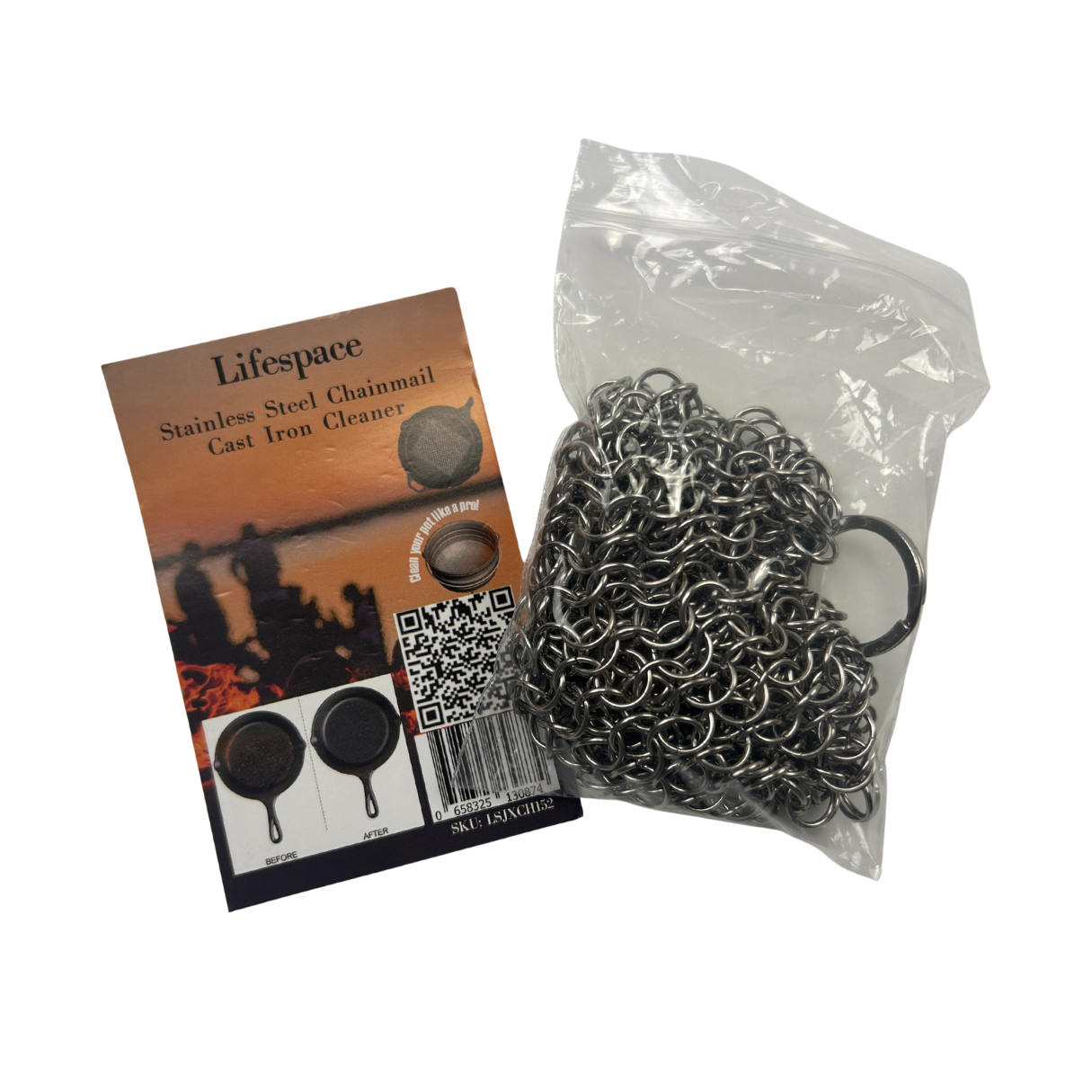 Lifespace Stainless Steel Cast Iron Cookware Chainmail Scrubber