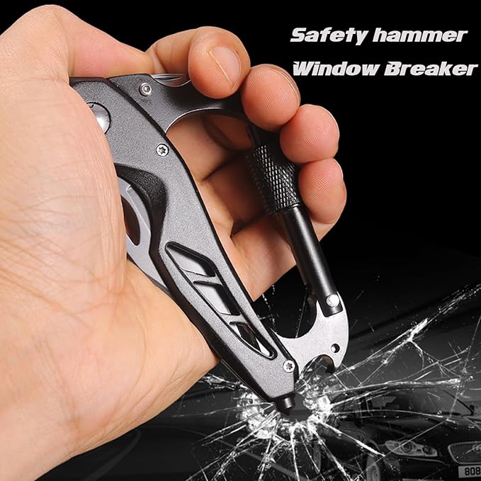 Lifespace Carabiner 6-in-1 EDC Multi-Tool Knife with a Black Oxide Stainless Steel Blade