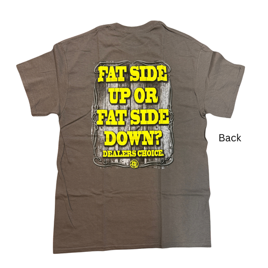 Pit Country Premium Graphic Crewneck Mens T-Shirt - “Fat Side Up or Down?"