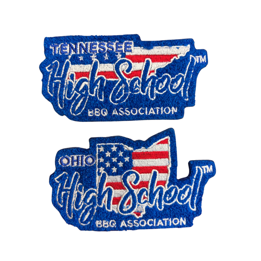 National High School BBQ Association Premium Chenille Letterman State Specific Patch