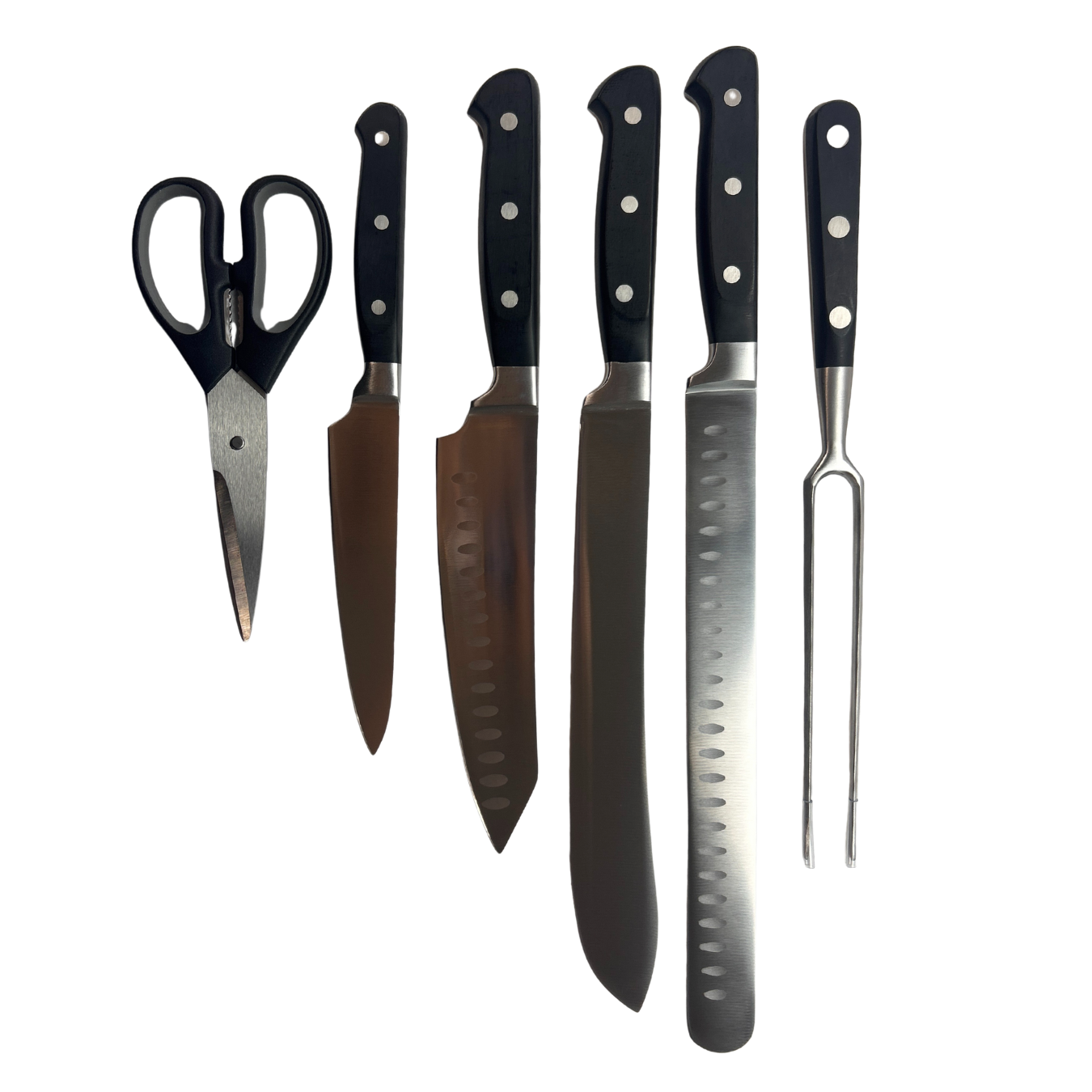 Lifespace 9-piece FDA Approved Quality Chef Knife & Tool Set in a Black Wax Canvas Knife Roll