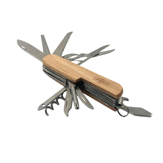 Lifespace 11-in-1 Multi Functional Wood Handle EDC Knife (420SS)