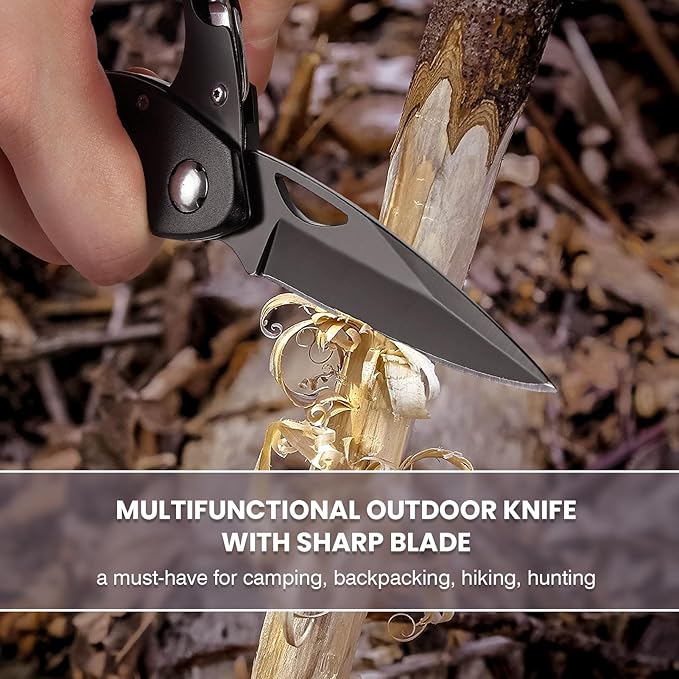 Lifespace Carabiner 6-in-1 EDC Multi-Tool Knife with a Black Oxide Stainless Steel Blade