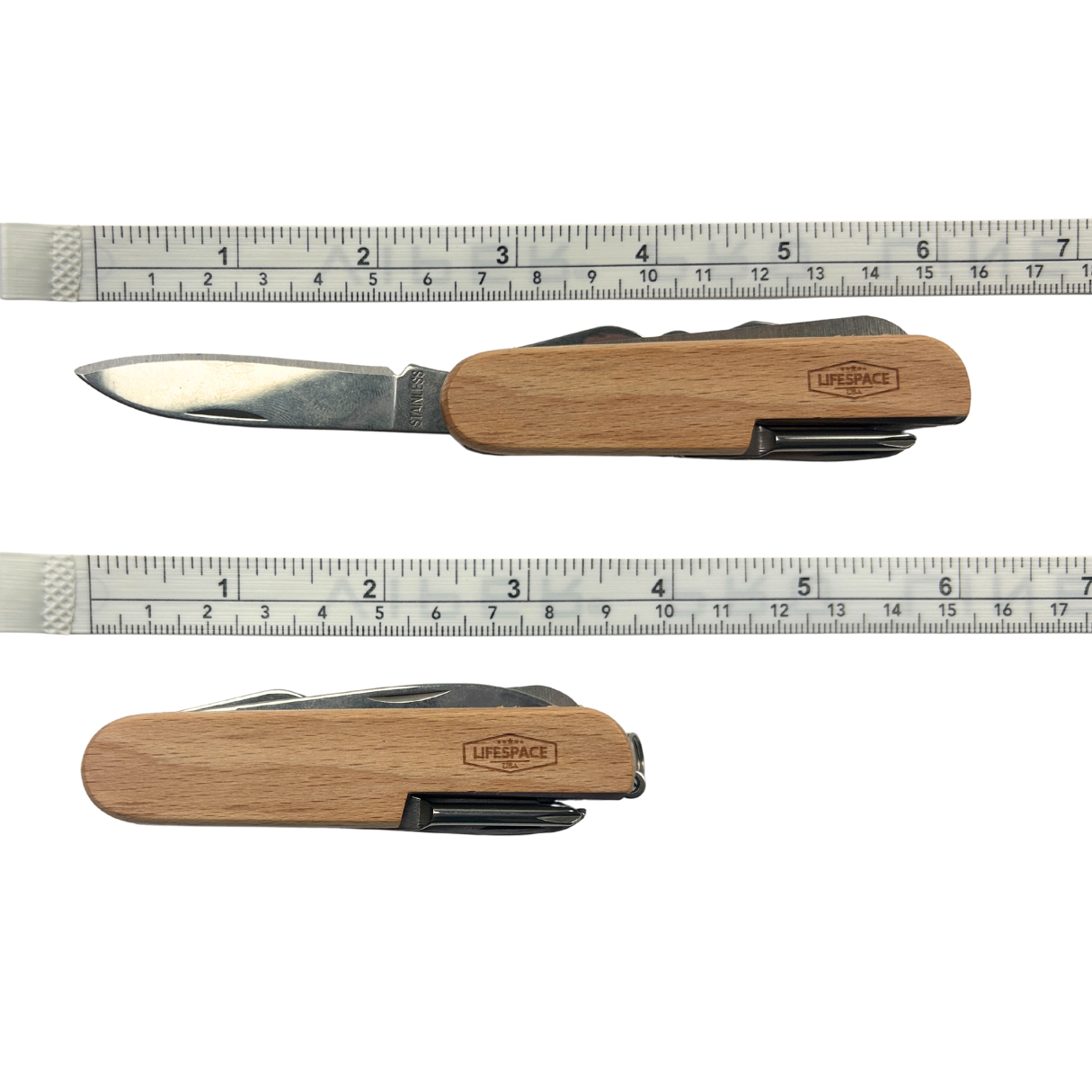 Lifespace 11-in-1 Multi Functional Wood Handle EDC Knife (420SS)