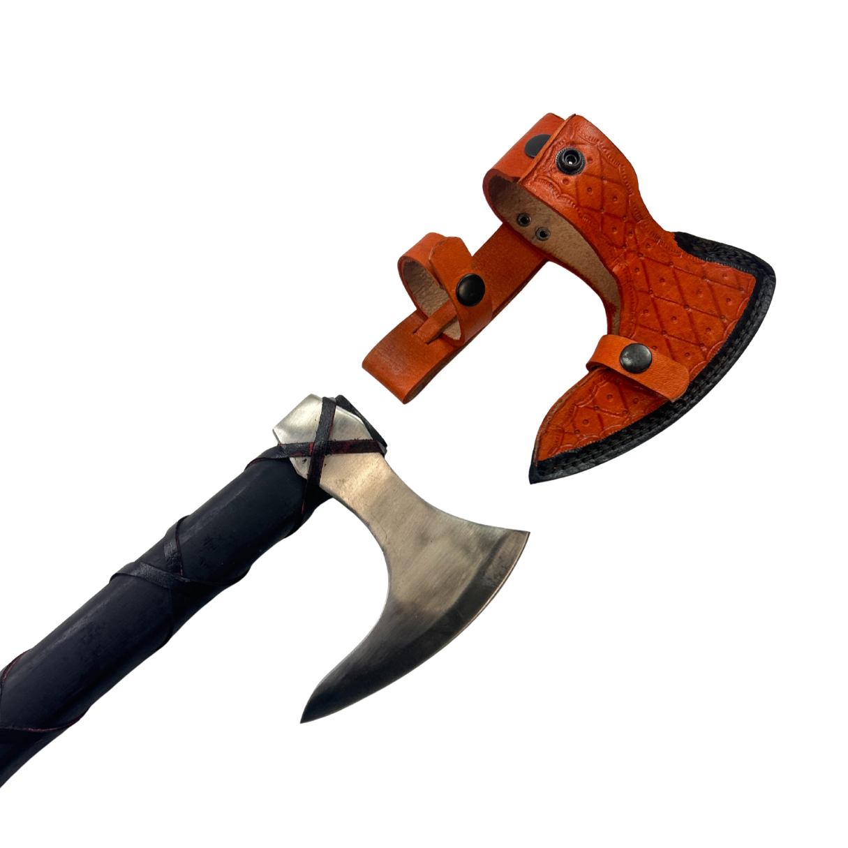 Lifespace Hand Forged High Carbon Steel Ax with Ash Wood Handle Wrapped in Leather