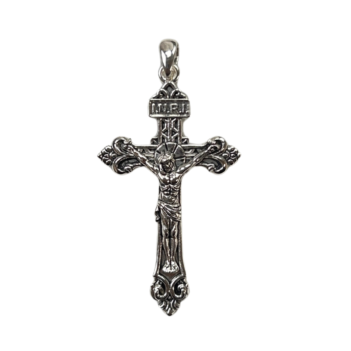 The Cross Road Silver Plated Crucifix with Antique Finish and Intricate Detailing