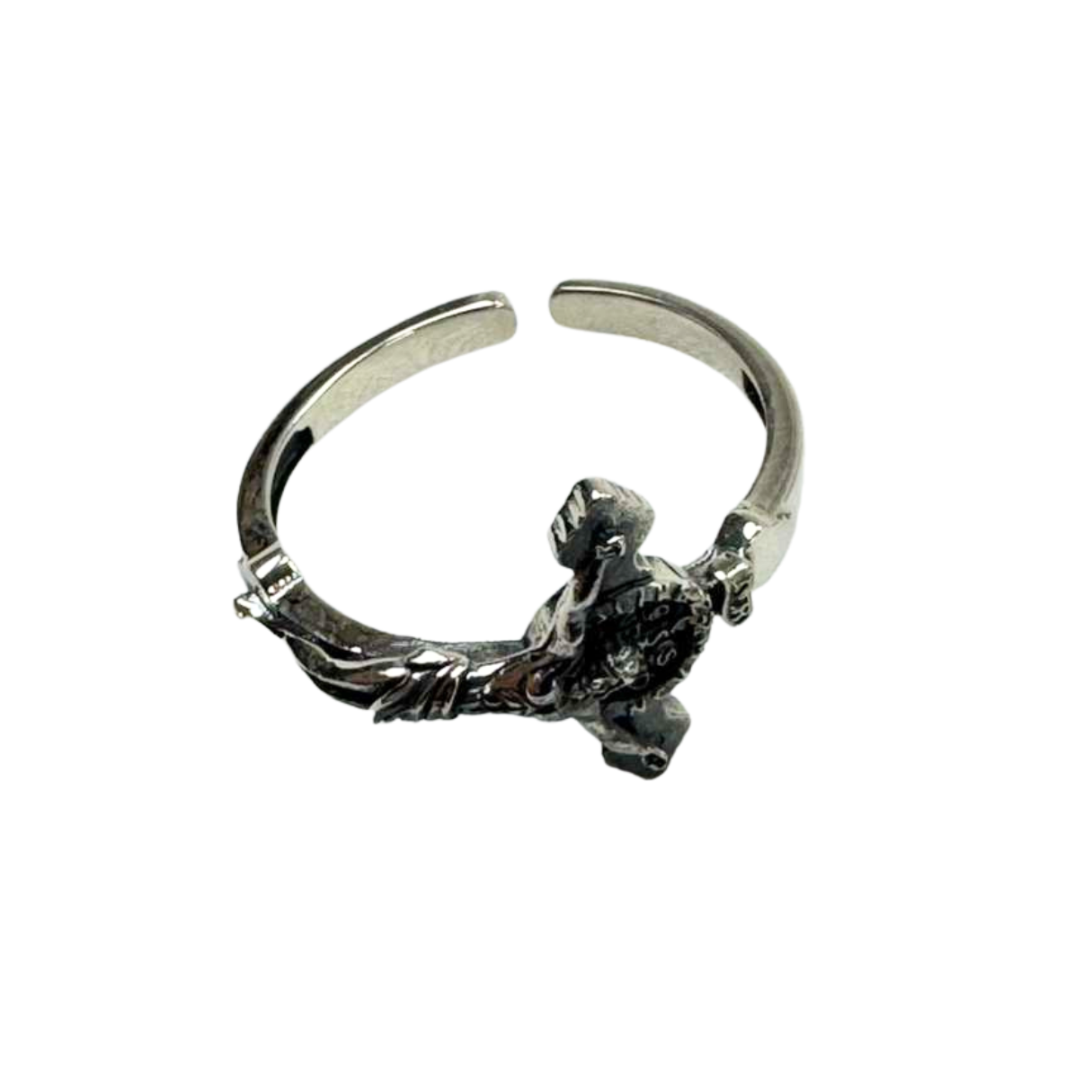 The Cross Road 925 Sterling Silver Adjustable Crucifix Ring with Oxidation Finish