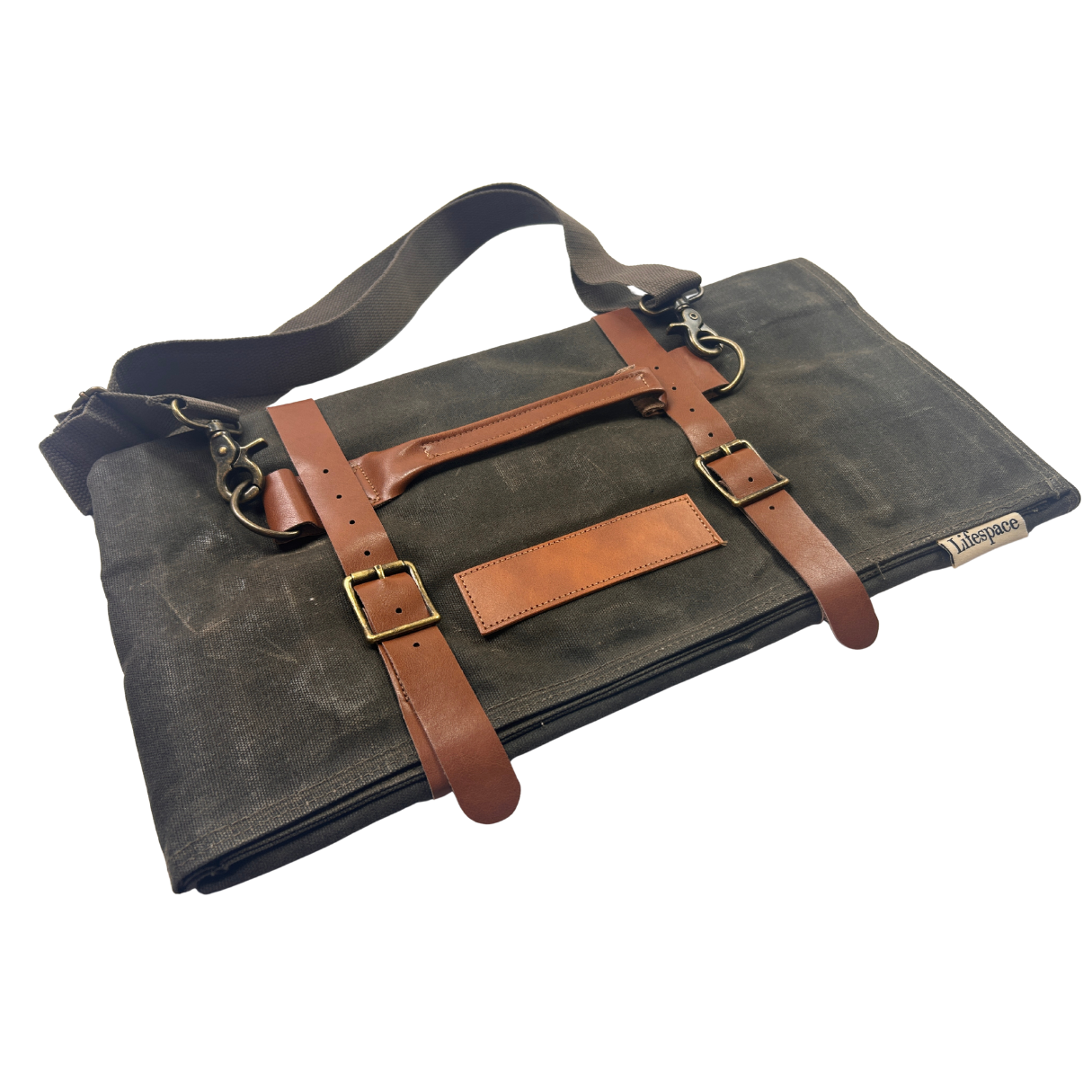 Lifespace Premium Leather & Waxed Canvas Utensil & Knife Roll - 8 Slots & Zip Pouch