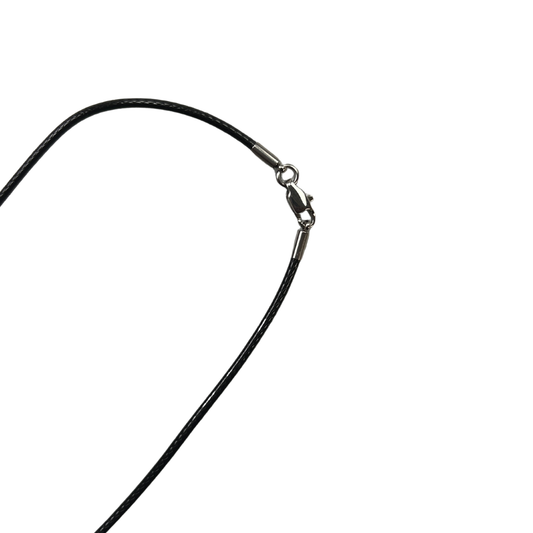 The Cross Road Artificial Leather Black Cord with Stainless Steel Ends for Pendant Attachment