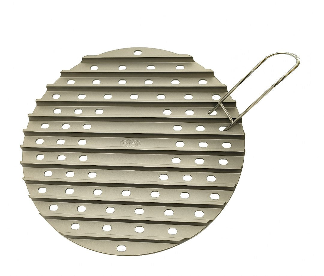 Lifespace Competition Grade Perforated Griddle Steak Grate with Raised Grill Rails - 12.8" & Handle