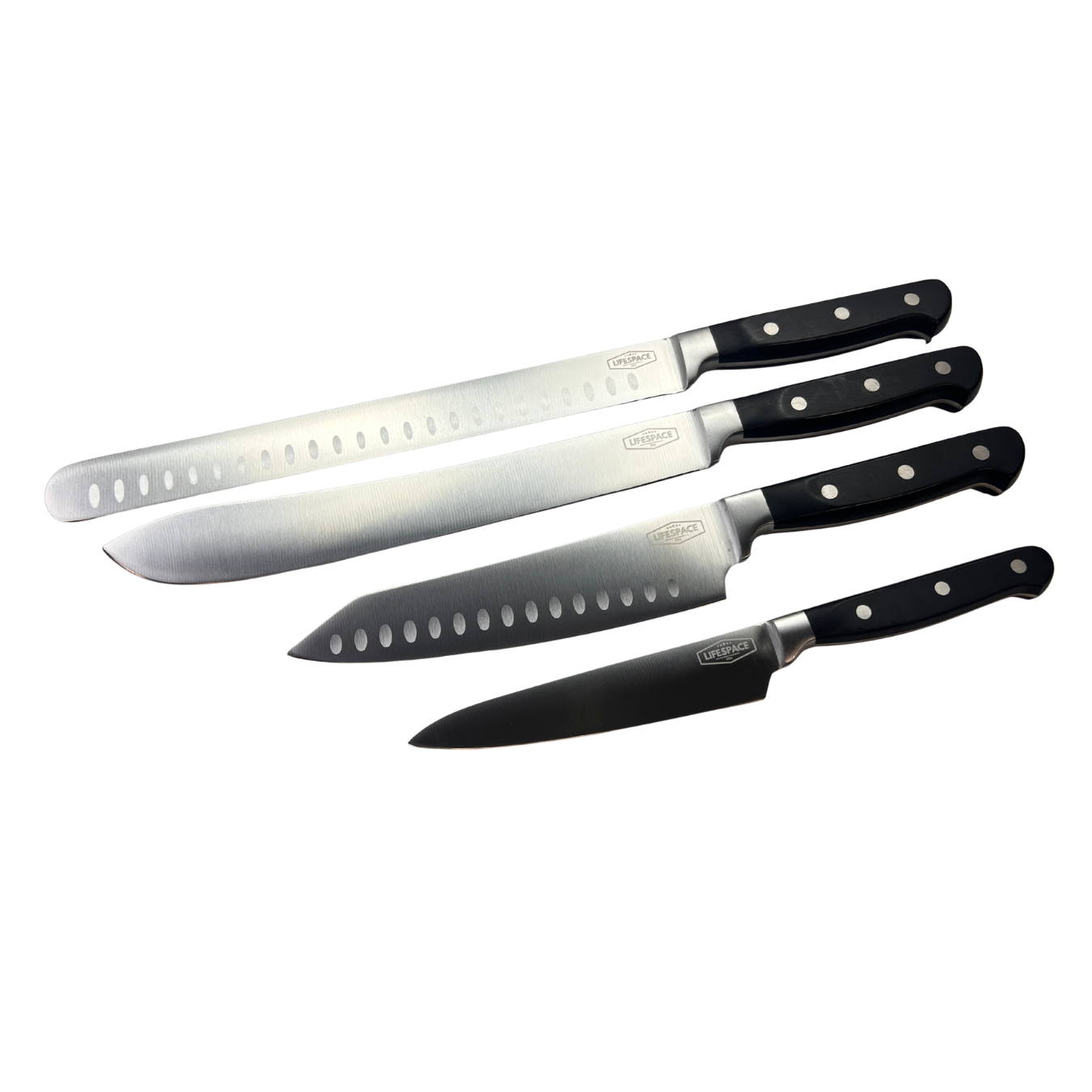 Lifespace 9-piece FDA Approved Quality Chef Knife & Tool Set in a Black Wax Canvas Knife Roll