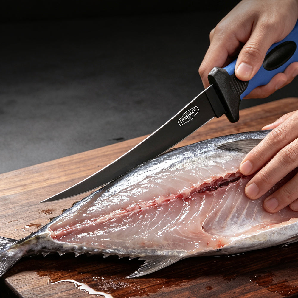 Lifespace 9" & 6" Stainless Steel Fish Filleting Knife Combo Set With Sheaths