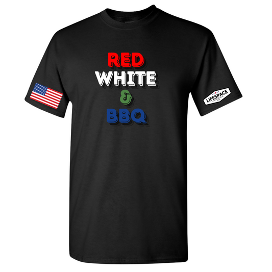 Lifespace Premium Cotton-Poly Blend Crewneck T-shirt "Red, White, & BBQ"