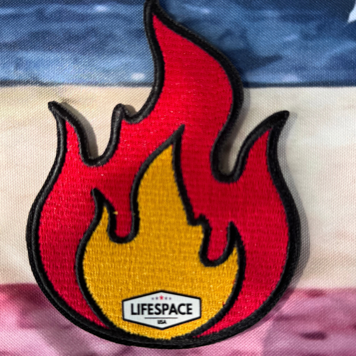 Lifespace 4" "Tall Flame" Embroidered Iron-on Patch