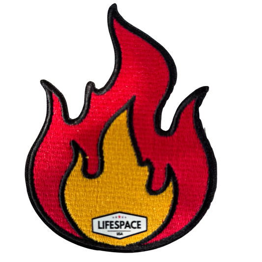Lifespace 4" "Tall Flame" Embroidered Iron-on Patch