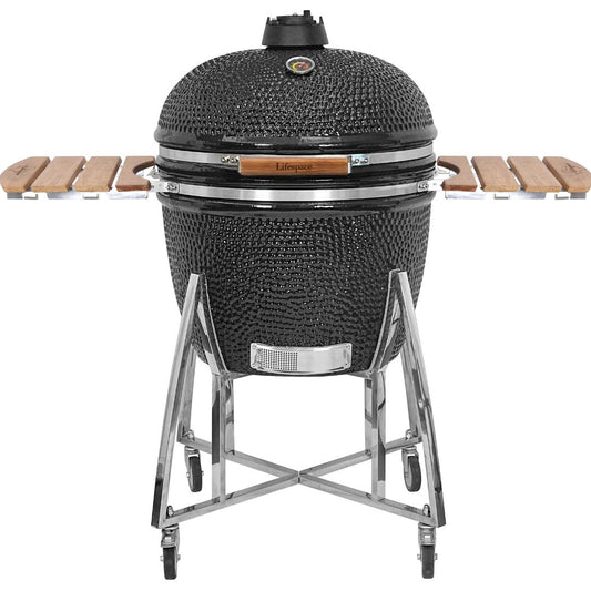 Lifespace Premium Kamado Classic Ceramic Series 29 Inch Charcoal Grill aka "BIG DADDY" with Accessories - Black