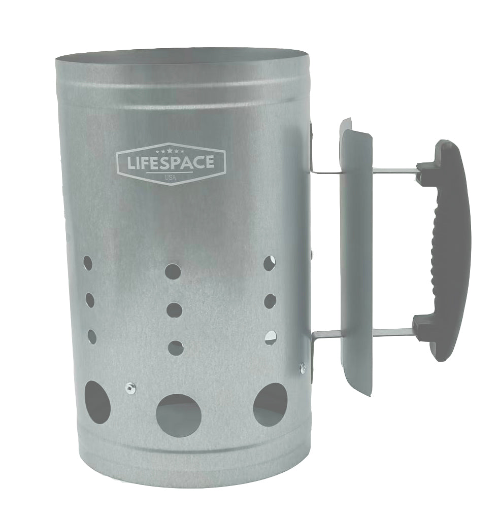 Lifespace Galvanized Charcoal Chimney Starter - Quick and Safe BBQ Grill