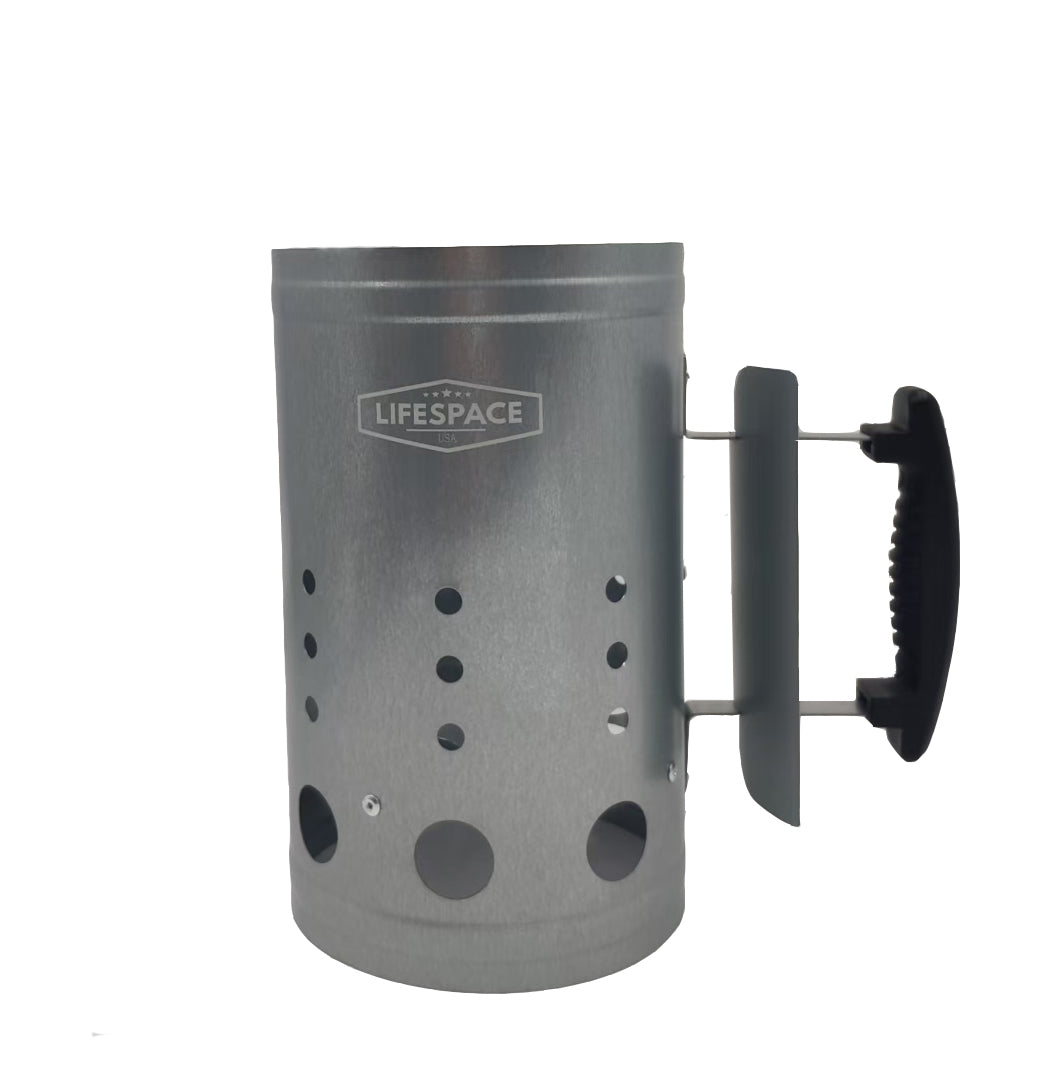 Lifespace Galvanized Charcoal Chimney Starter - Quick and Safe BBQ Grill