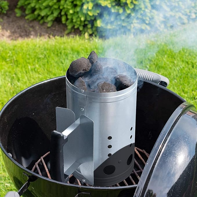 Lifespace Galvanized Charcoal Chimney Starter - Quick and Safe BBQ Grill