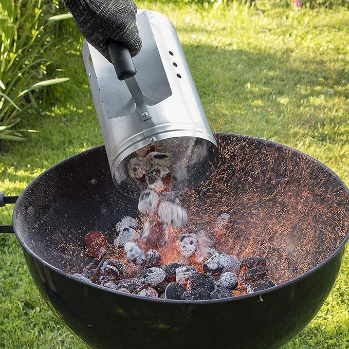 Lifespace Galvanized Charcoal Chimney Starter - Quick and Safe BBQ Grill