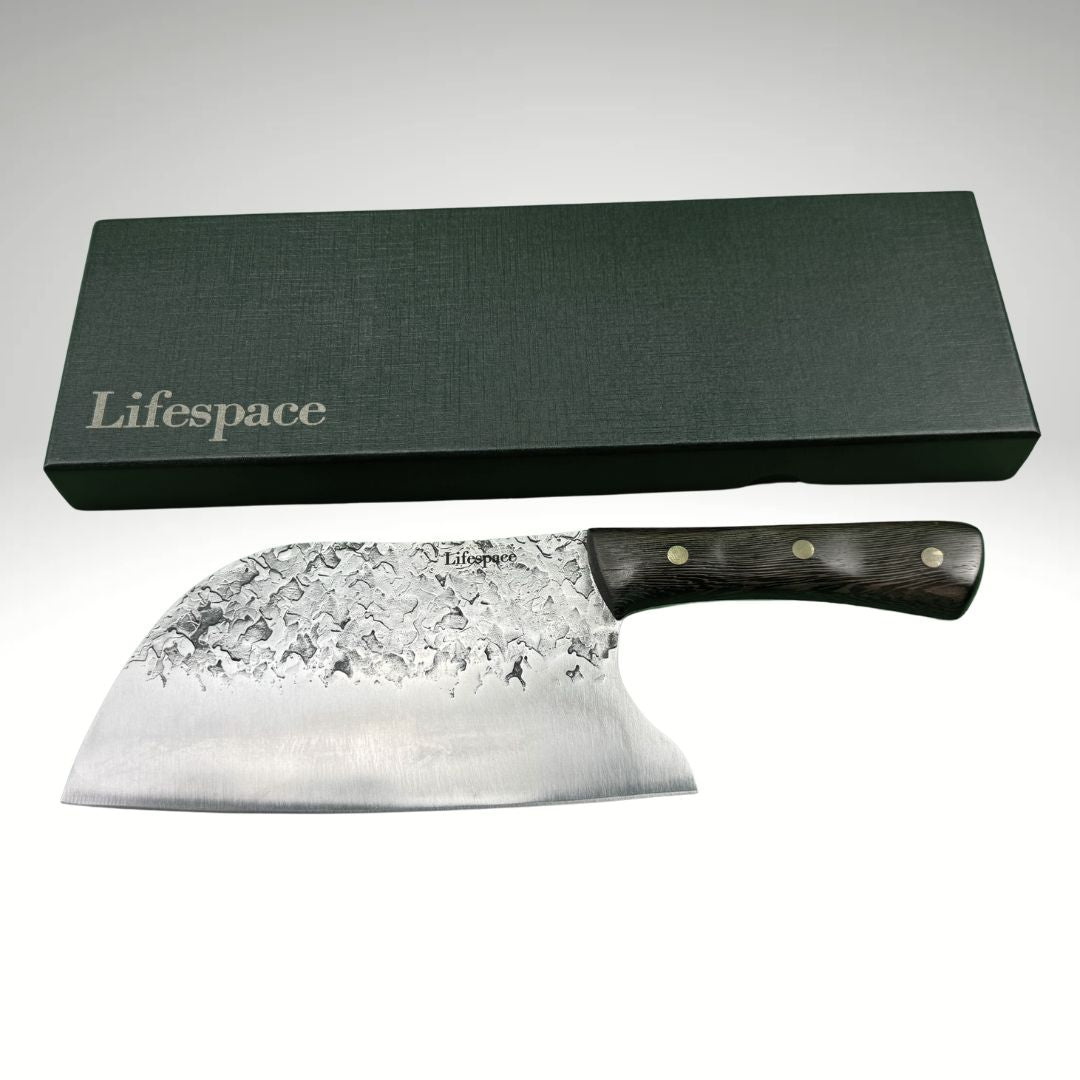 Lifespace 8in Hammered Cleaver with Curved Blade