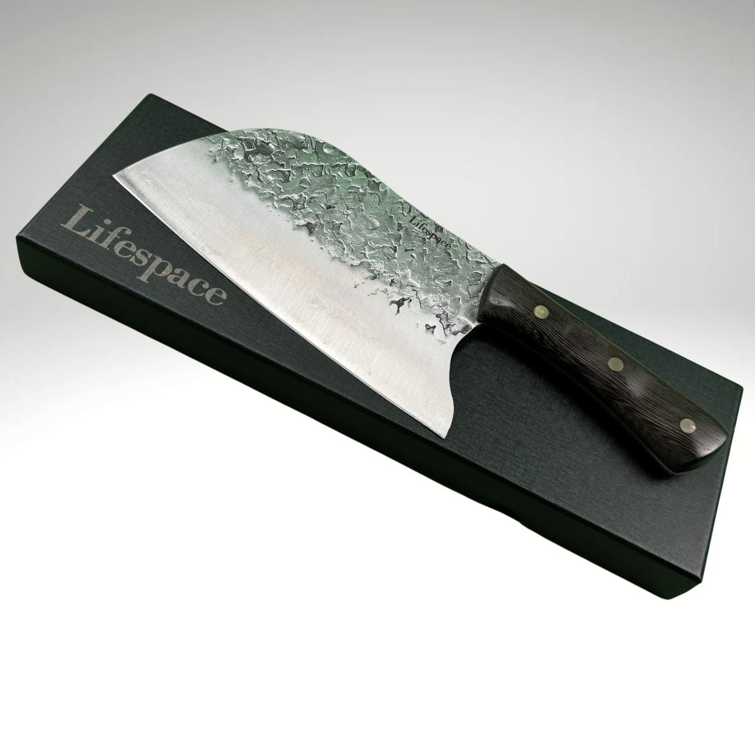 Lifespace 8in Hammered Cleaver with Curved Blade