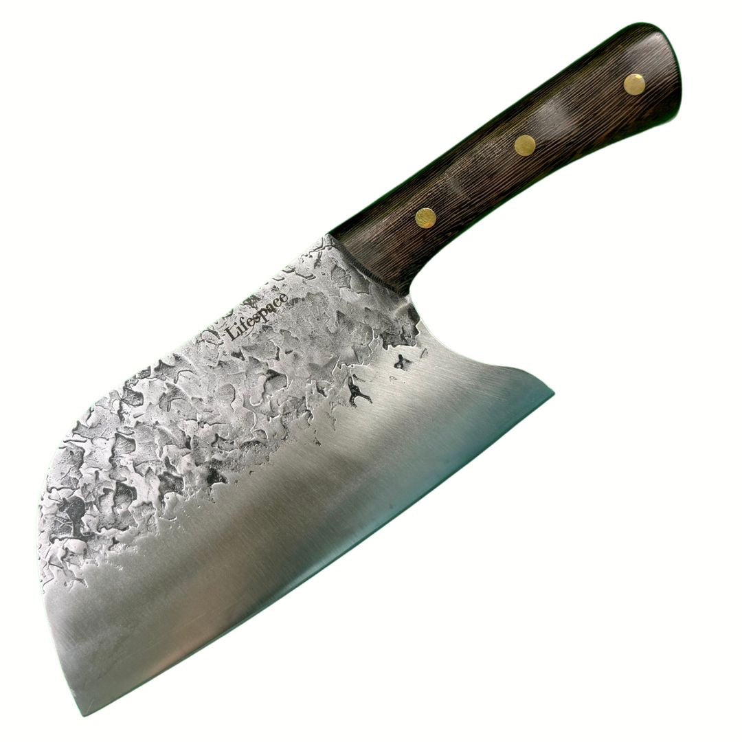 Lifespace 8in Hammered Cleaver with Curved Blade