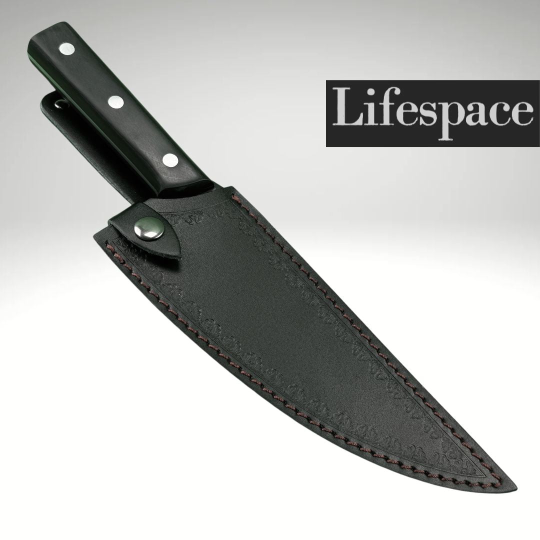 Lifespace Hand Forged Serbian Outdoor Butcher Knife with Leather Sheath