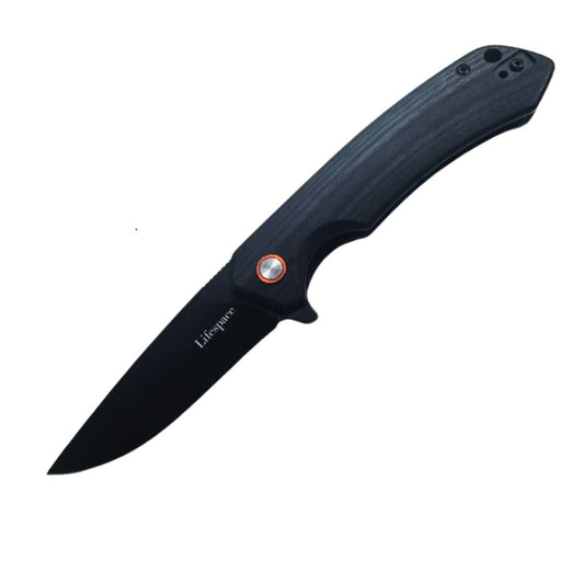 Lifespace Matt Black EDC Flip Blade Pocket Knife in a Gift Box