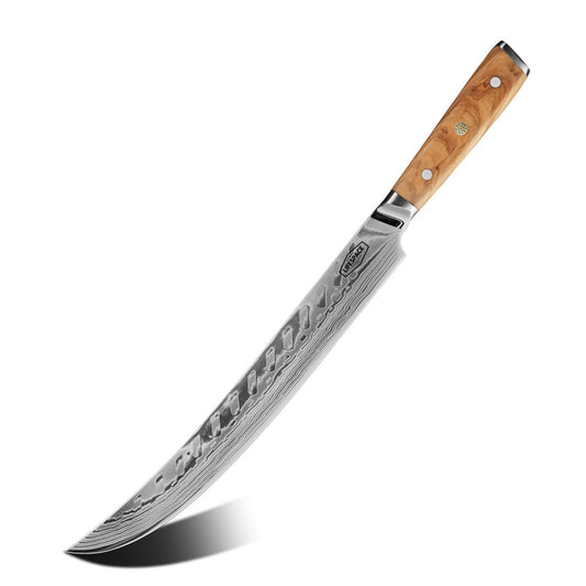 Lifespace Luxury 12" Olive Wood Handle Full Tang Damascus Blade Slaughter Chef Knife