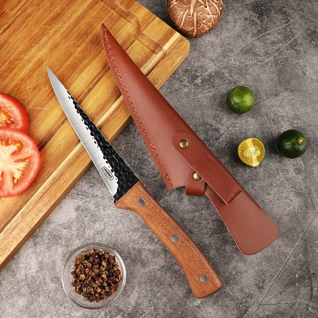 Lifespace 6'' Pointed 'Texas Toothpick' Filleting Knife with Rosewood Handle & Sheath
